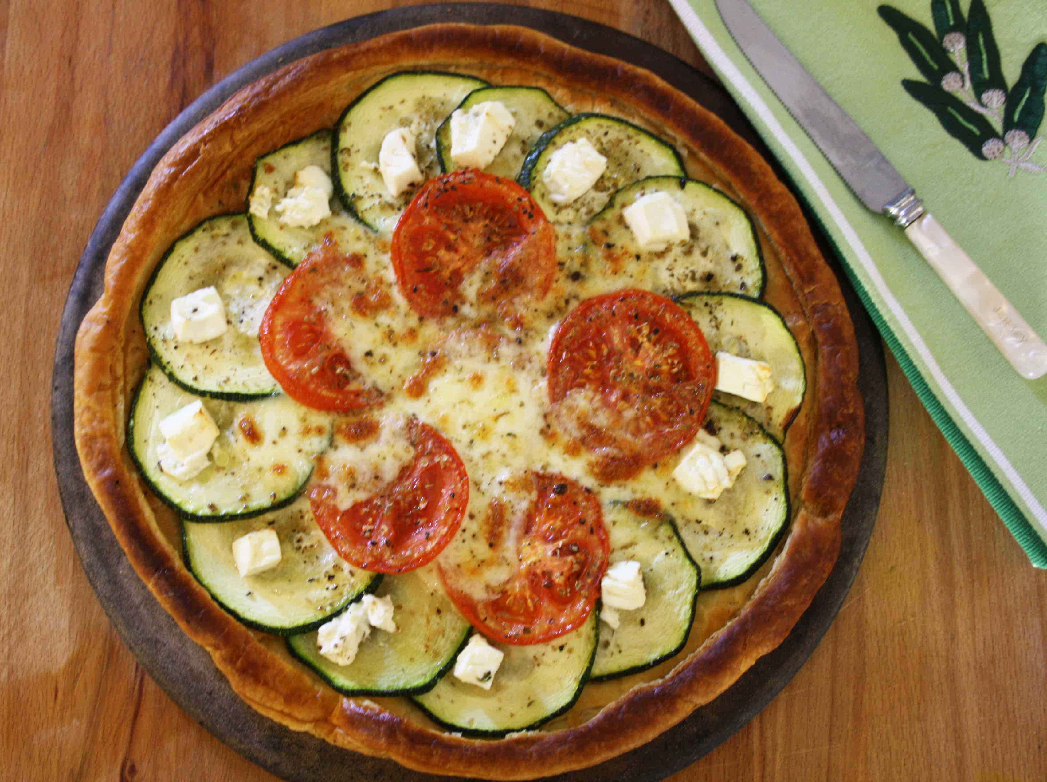 tomato and courgette tart.