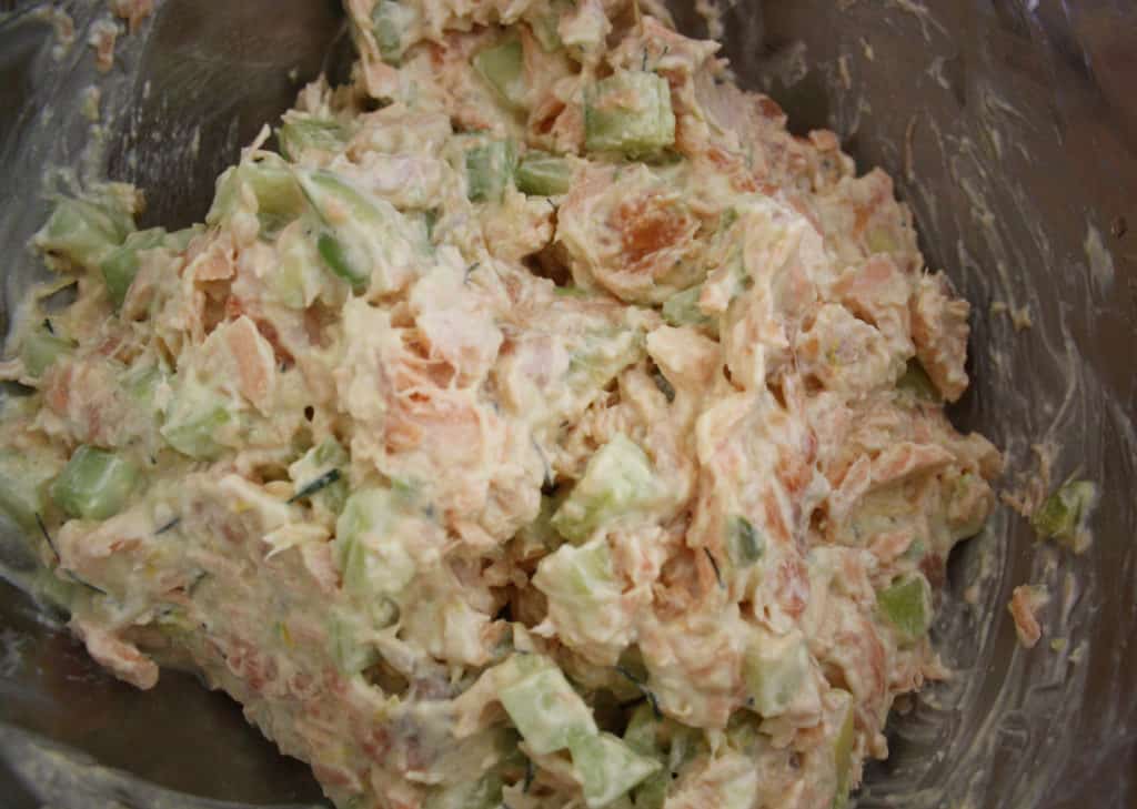 These summer salmon timbales are light and delicate. Smoked and lightly cooked salmon with cucumber and avocado in a creamy dill and lemon dressing.