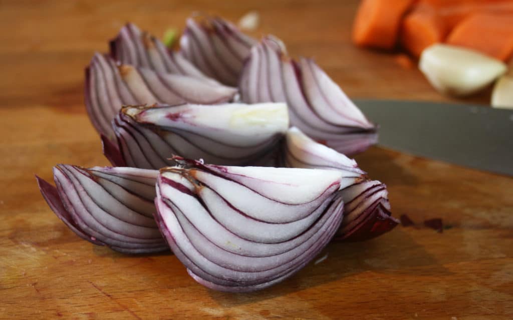 Roasted Winter Vegetables. Here's a wicked mix of garlic, fennel, potatoes, onions, apples and carrots for an easy and tasty accompaniment to roast pork.