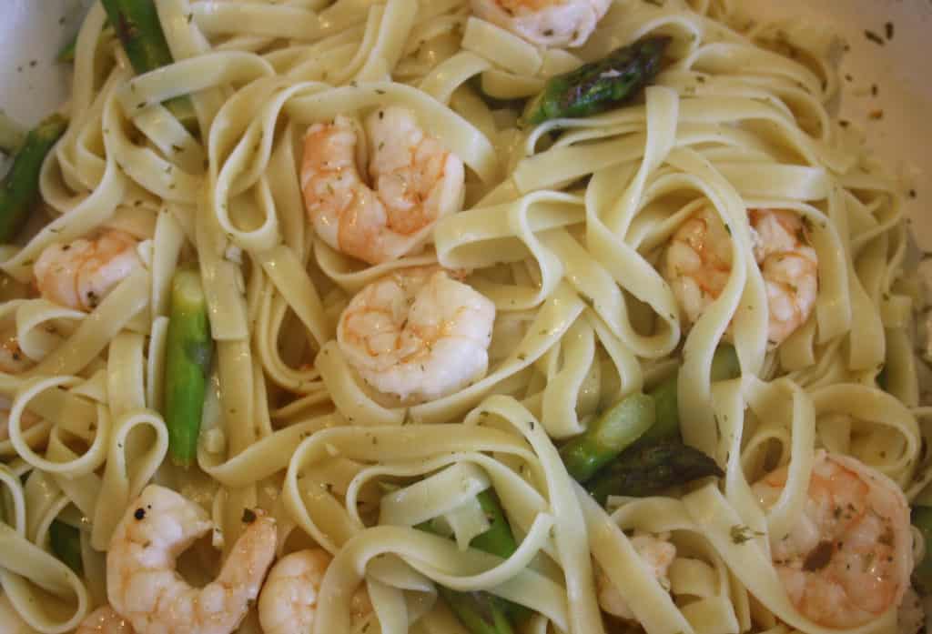 dish with the linguine added.