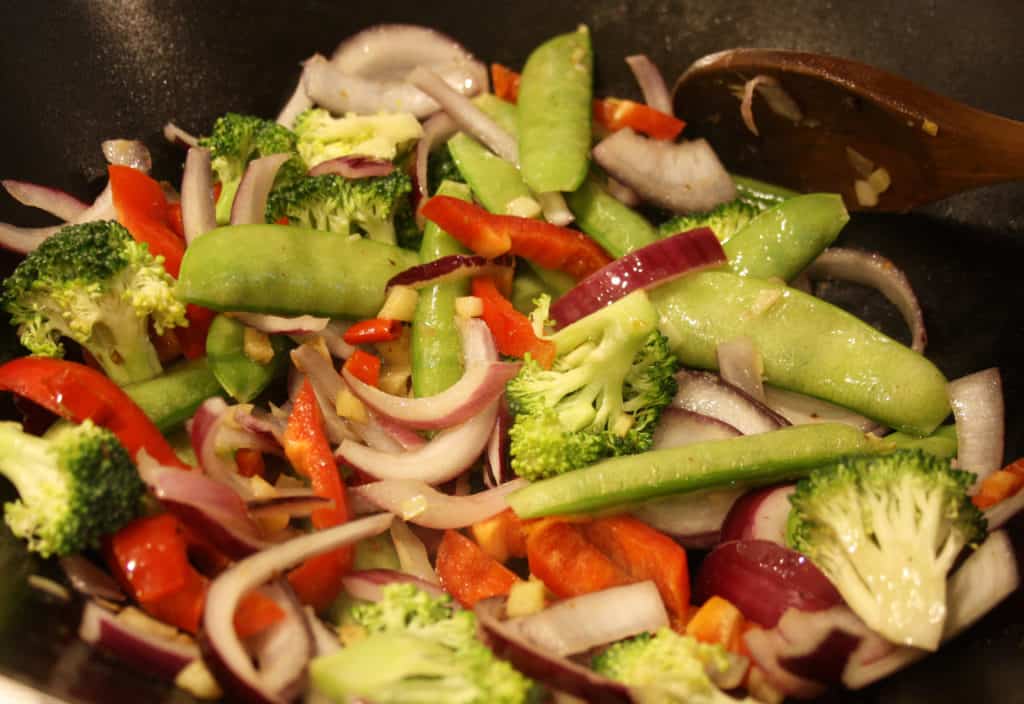 wok with the rest of the vegetables added.