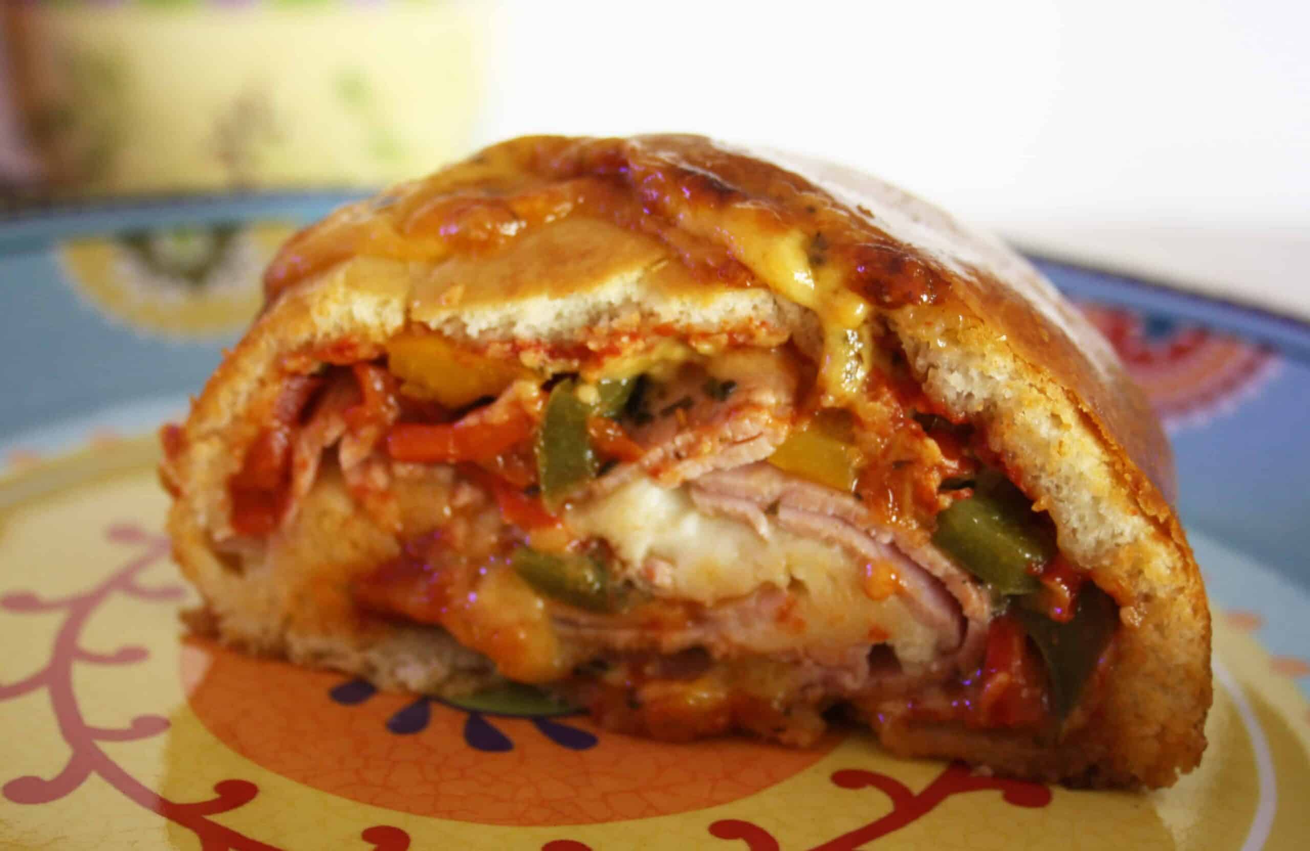 slice of ham and cheese stromboli in 30 minutes.