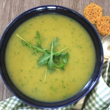 Potato and Leek Soup is simple to make, fat-free, gluten-free and is very economical to make. It's easy to add a dollop of creme fraiche or blue cheese too.