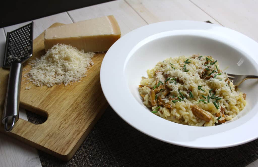 easy rice and mushroom dish in a bowl.