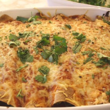 Chicken Enchiladas. Here’s my easy recipe for chicken enchiladas made with leftovers and not a can or jar or sauce in sight!