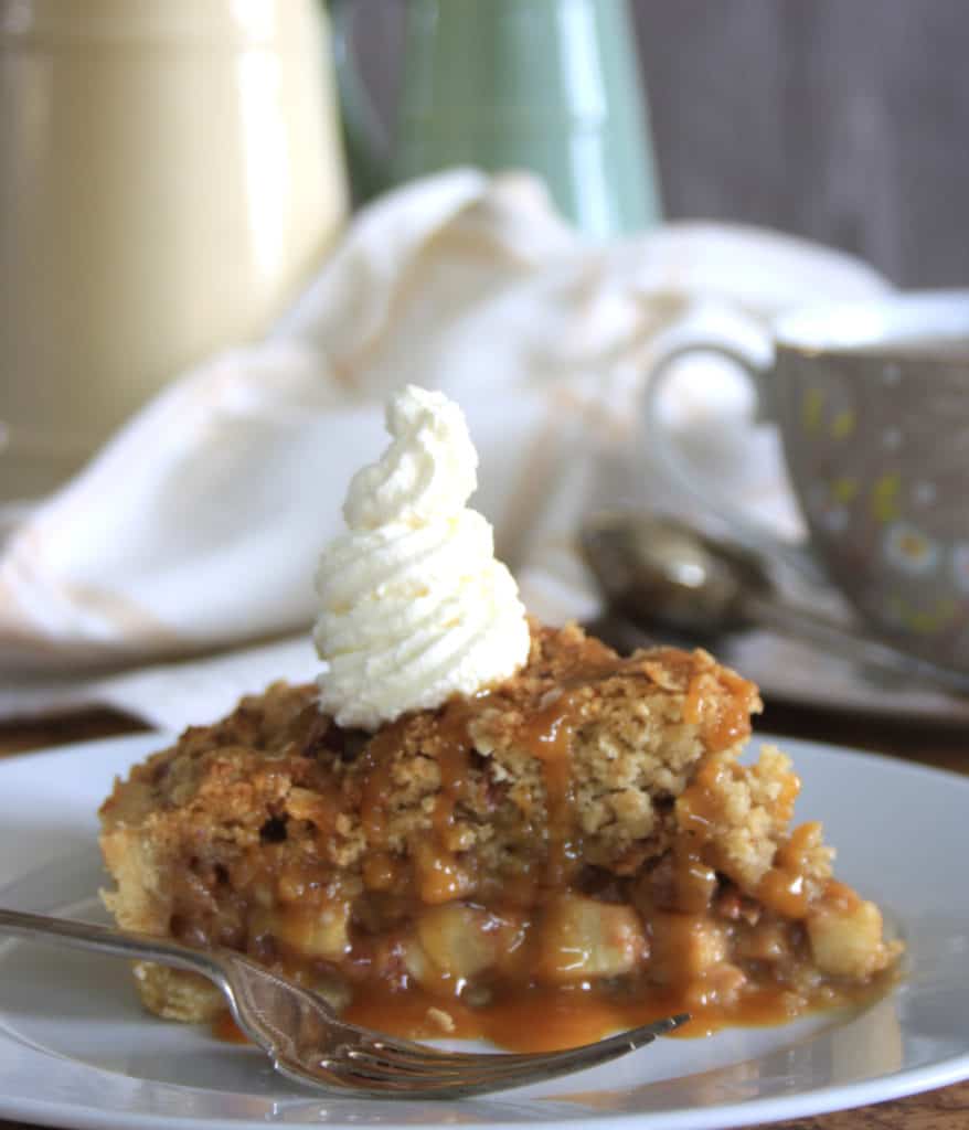 slice of caramel apple tart.