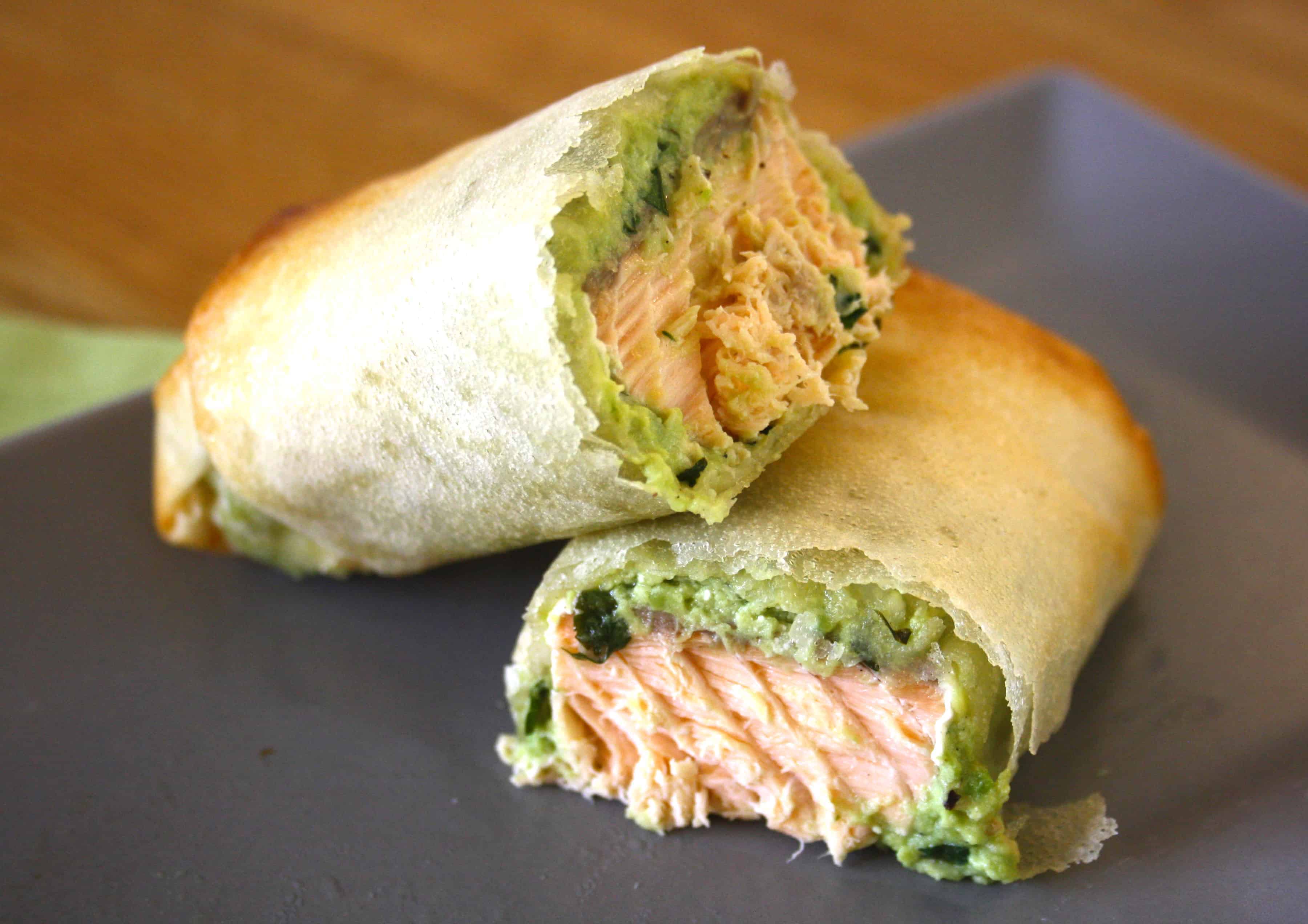 salmon and avocado parcels