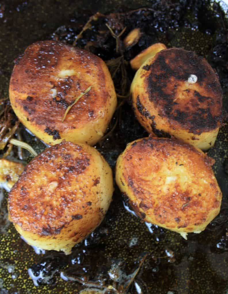 Overhead view of the cooked potatoes