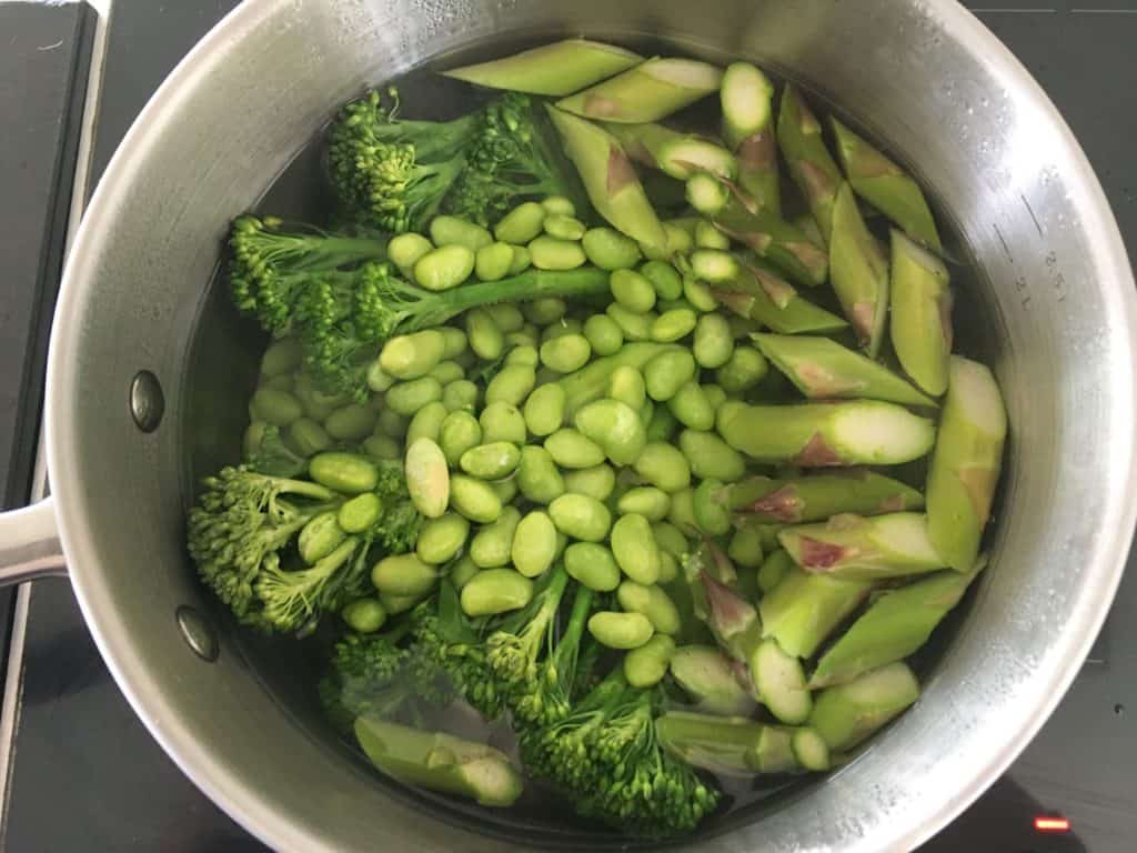 saucepan of vegetables.