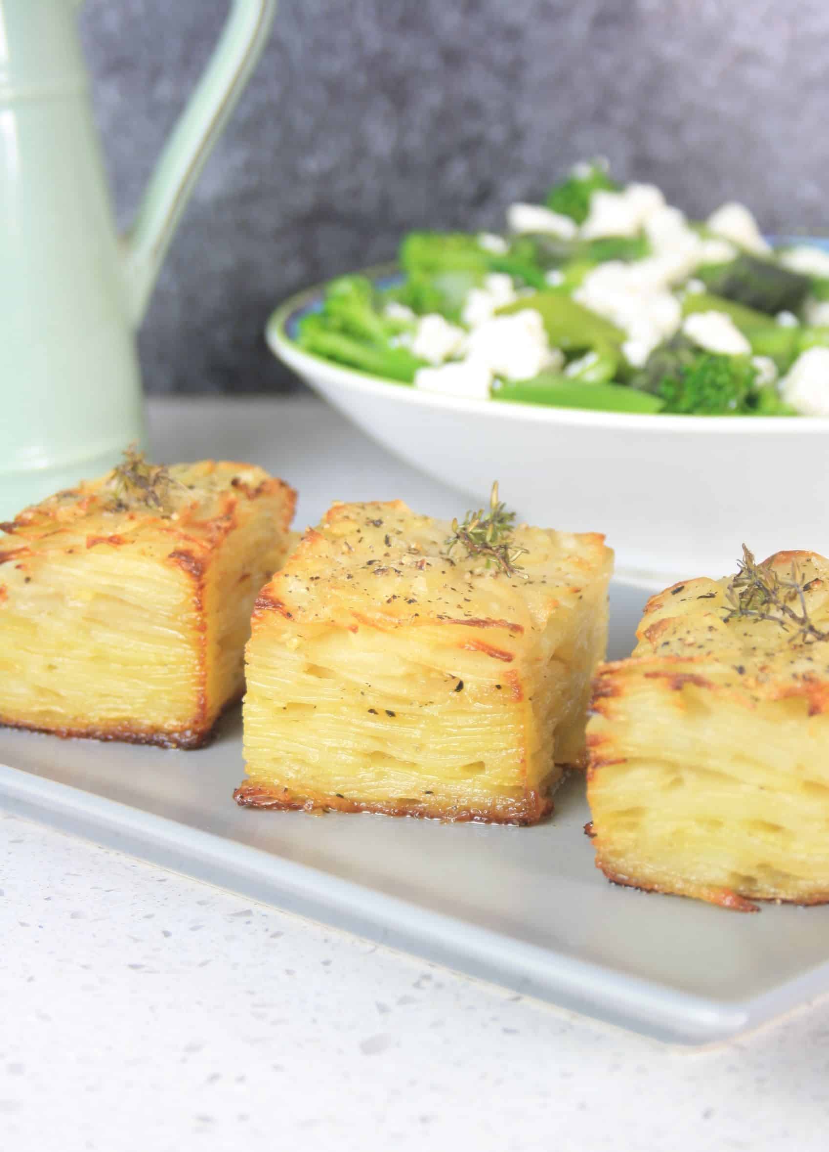 slices of pave potato that should be on every dinner party menu.