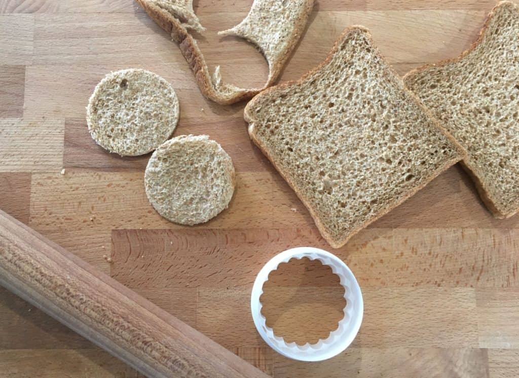 slices of bread with circles cut out