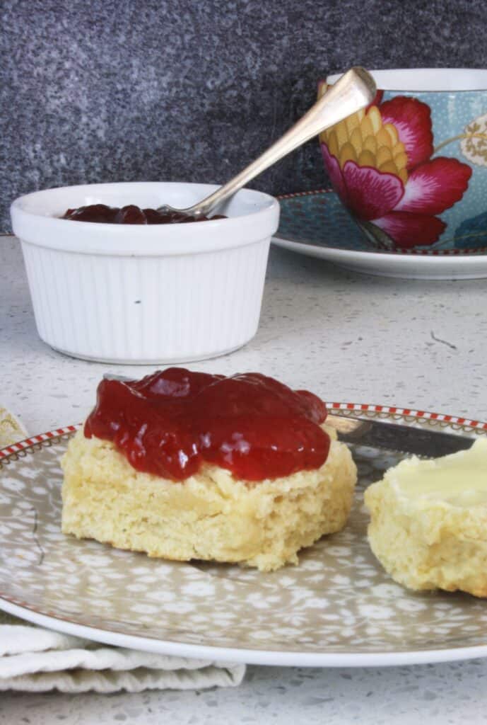 scone topped with jam