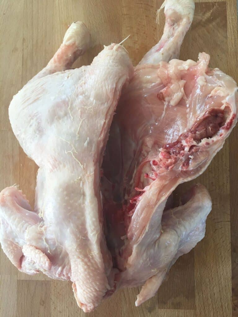 chicken cut down one side of backbonee