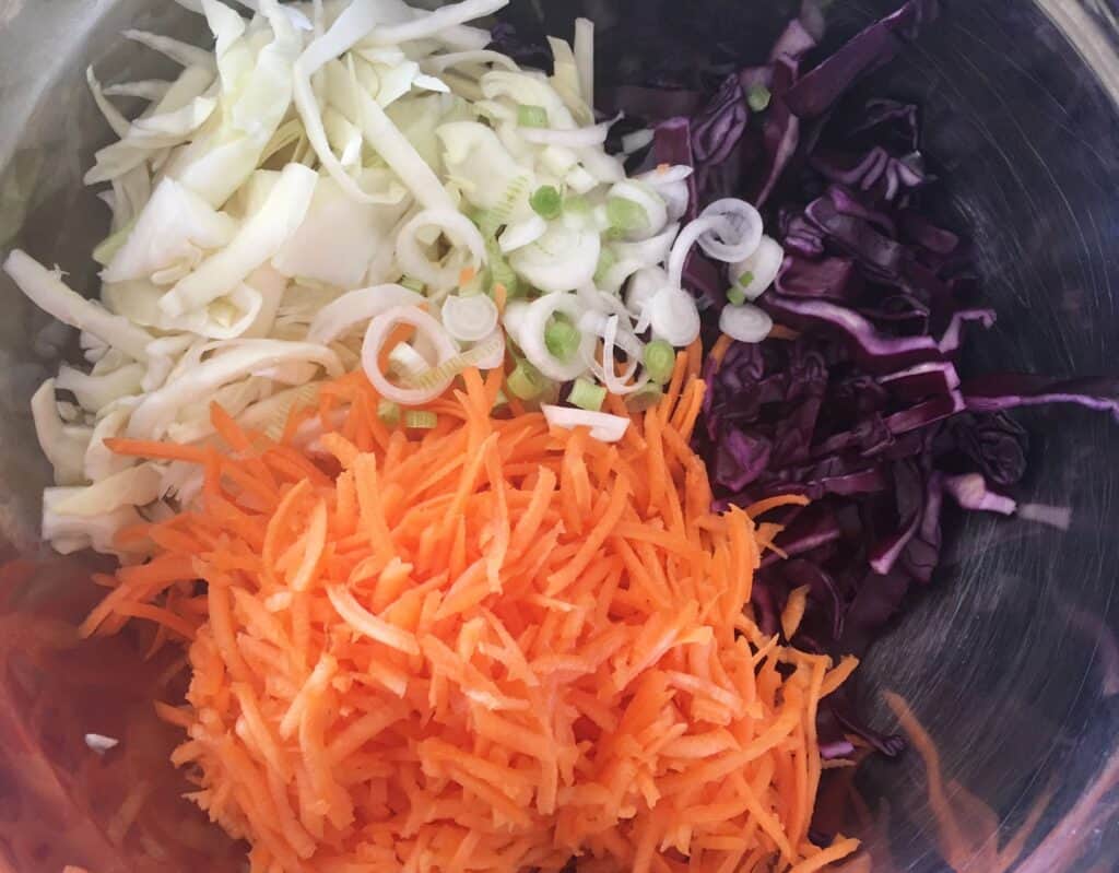 bowl of piles of cabbage and carrot