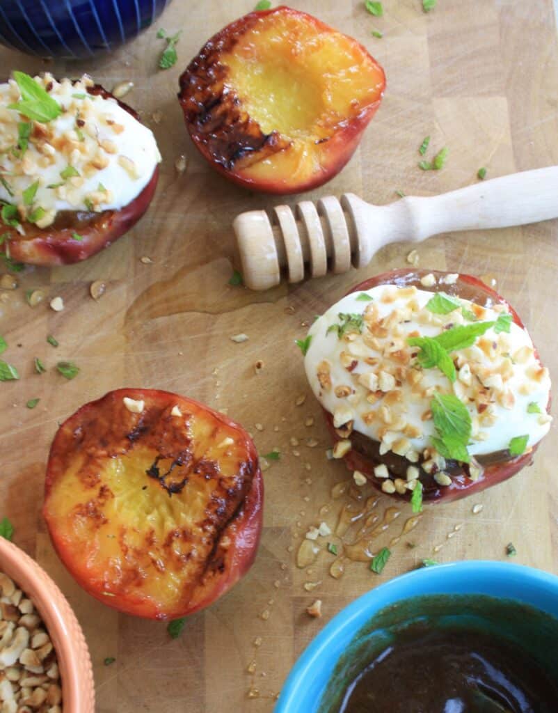 grilled peaches or nectarines with mascarpone.