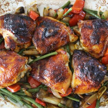 chicken and vegetables on a plate
