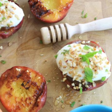 close up of peach dessert