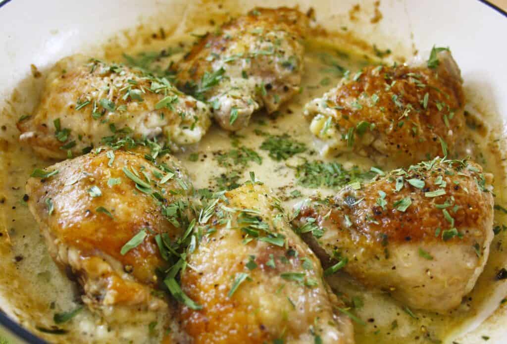 Chicken With Tarragon And Juniper Berries Chez Le Reve Francais