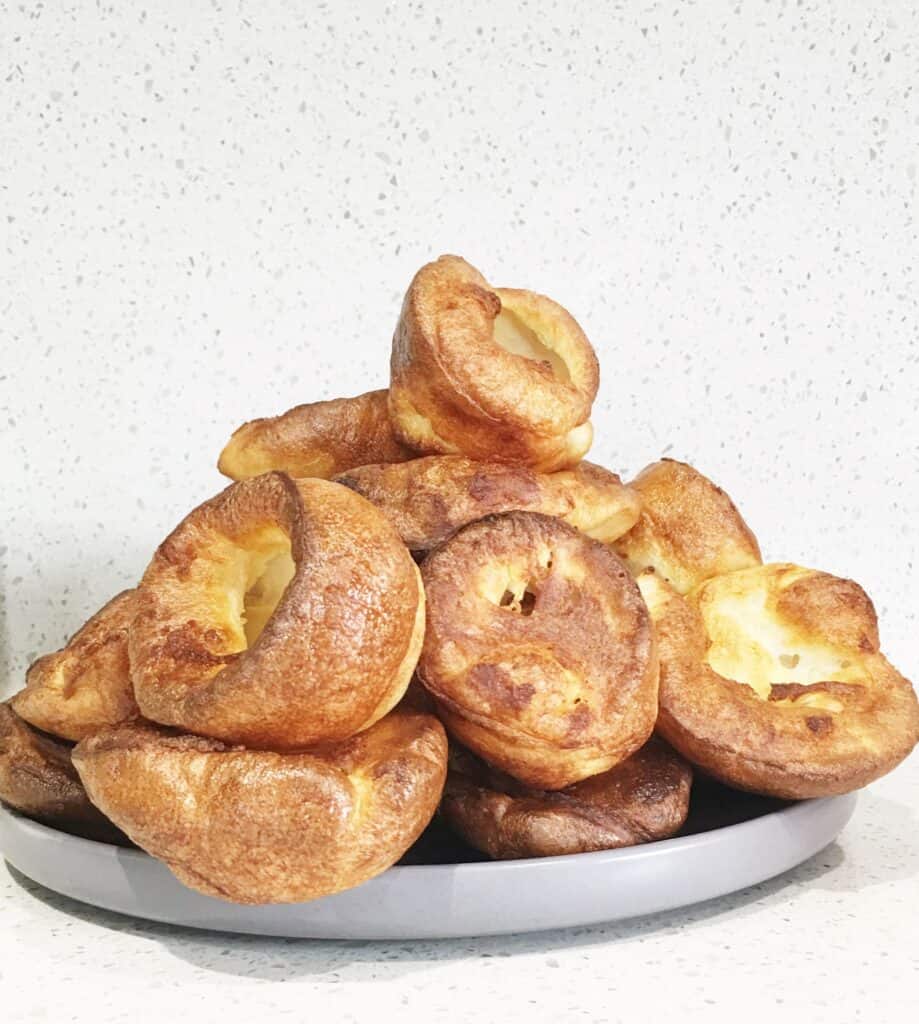 plate of puddings piled up