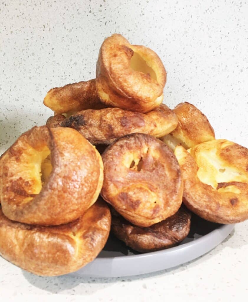 Plate piled with Yorkshire  pudding