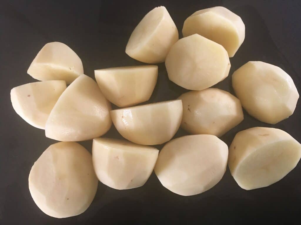 peeled and cut potatoes