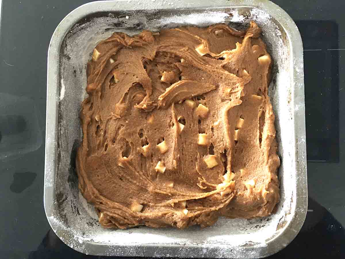 mixture spread into a square pan. 