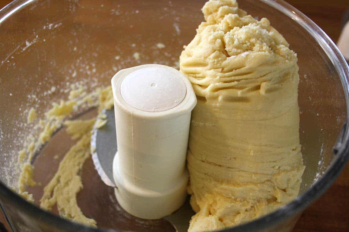 lump of pastry in a food processor.