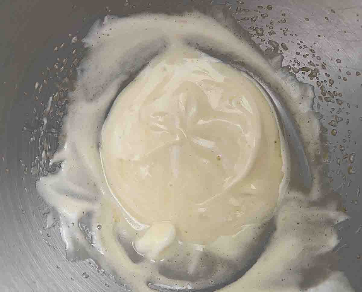 whites folded into yolks.