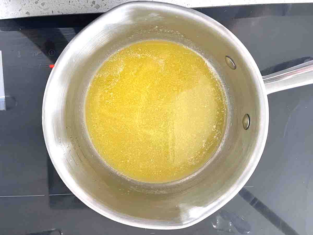 butter melted in a saucepan.