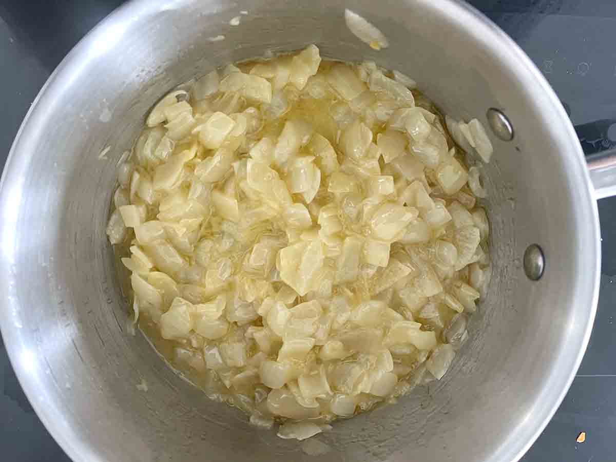 onions in butter after 30 minutes cooking.
