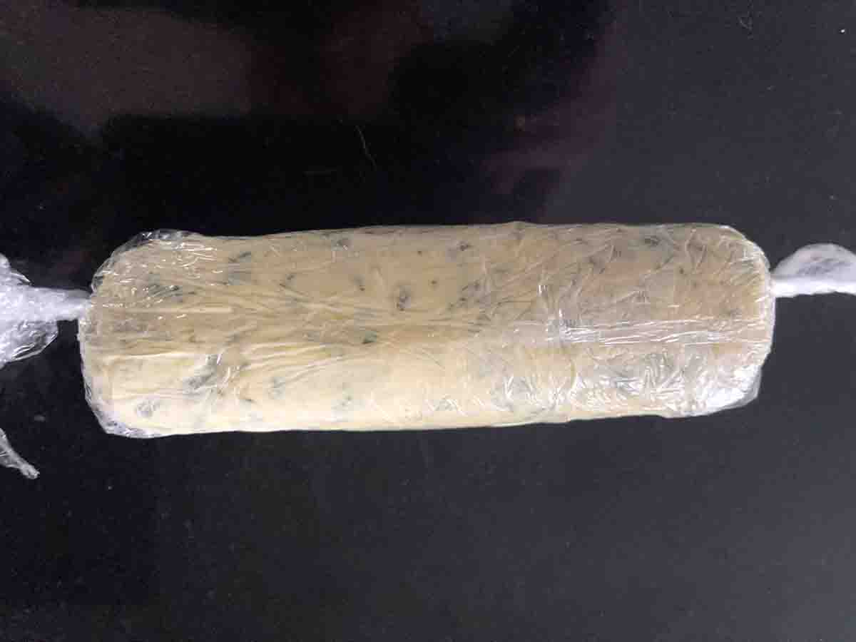butter in a log in clingfilm.