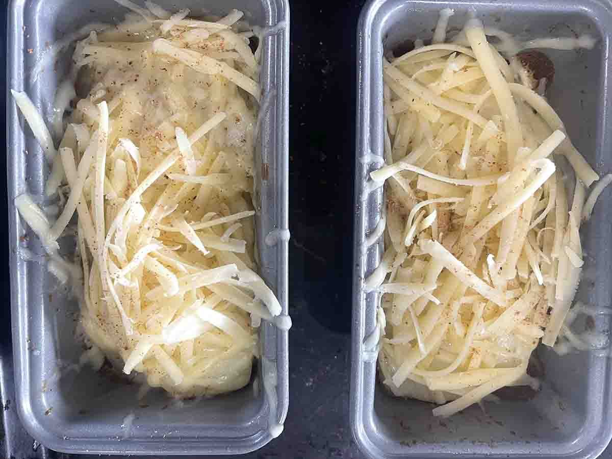 grated cheese added to the potatoes.