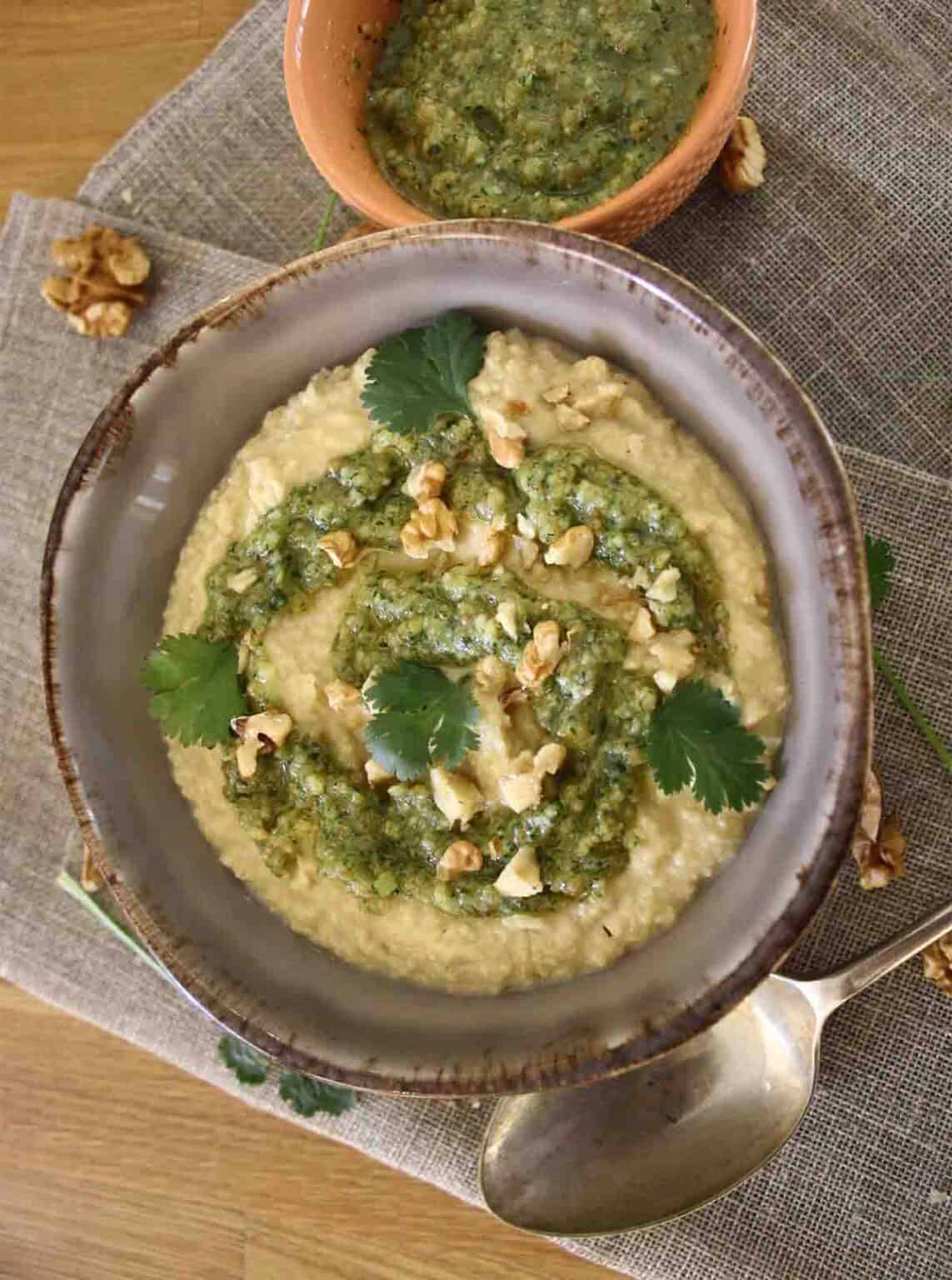 Hummus with Coriander Pesto Chez Le Rêve Français