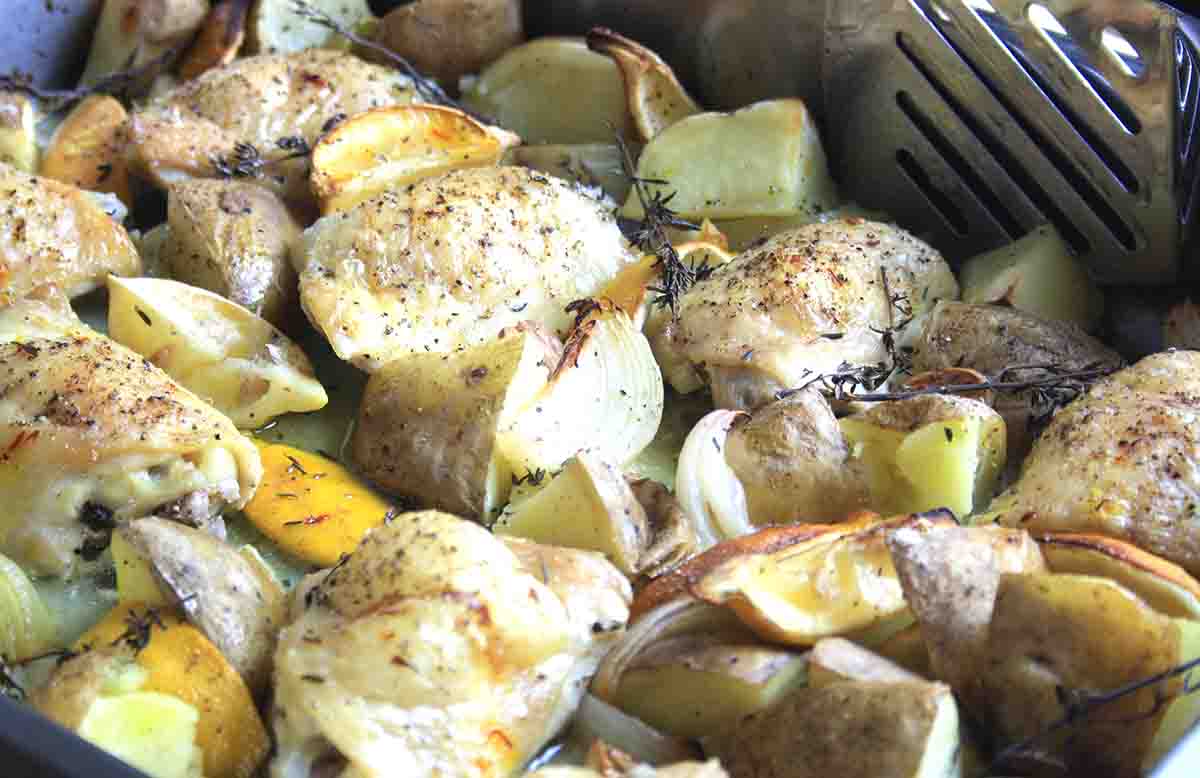 close up of cooked chicken .