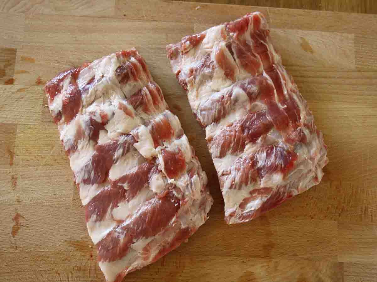 raw pork ribs.