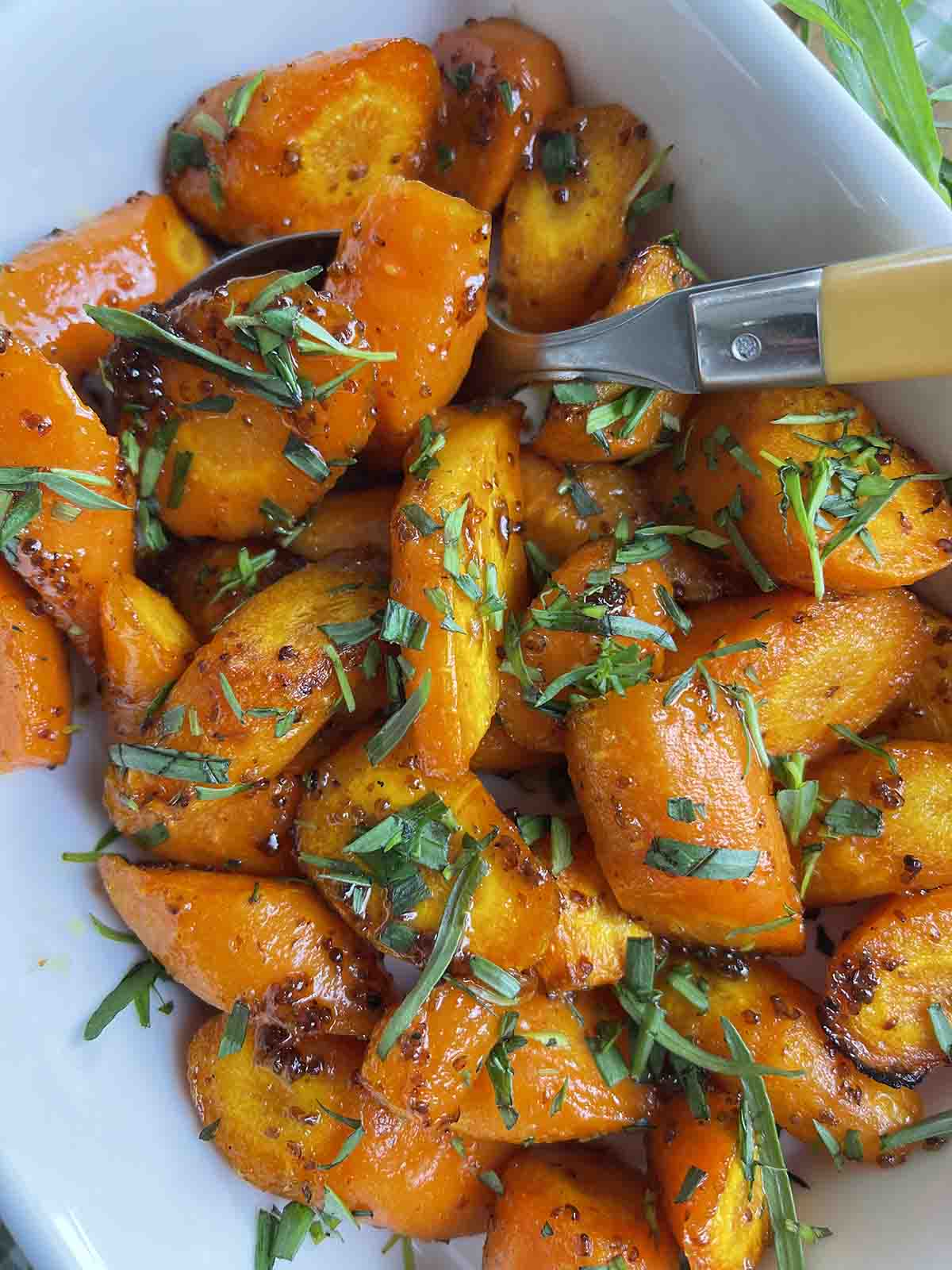 close up of roasted carrots.