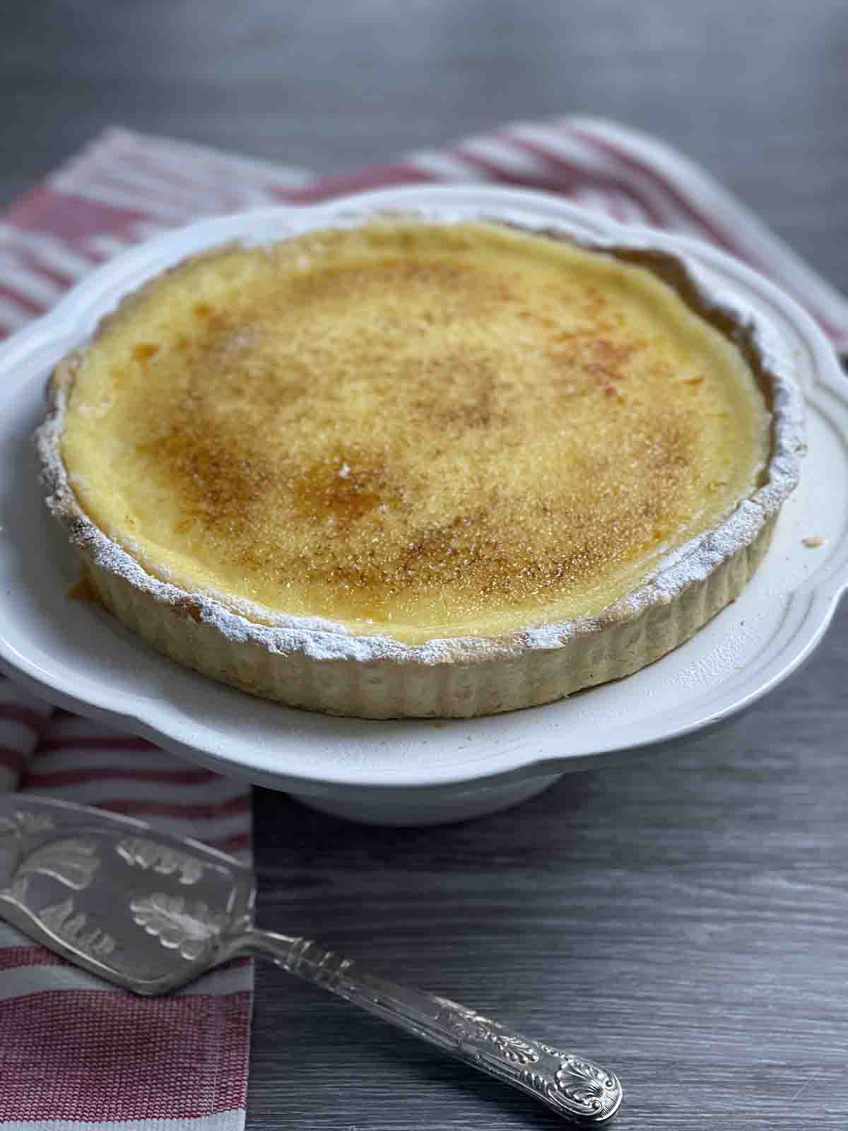 cooked tart with brulee top.