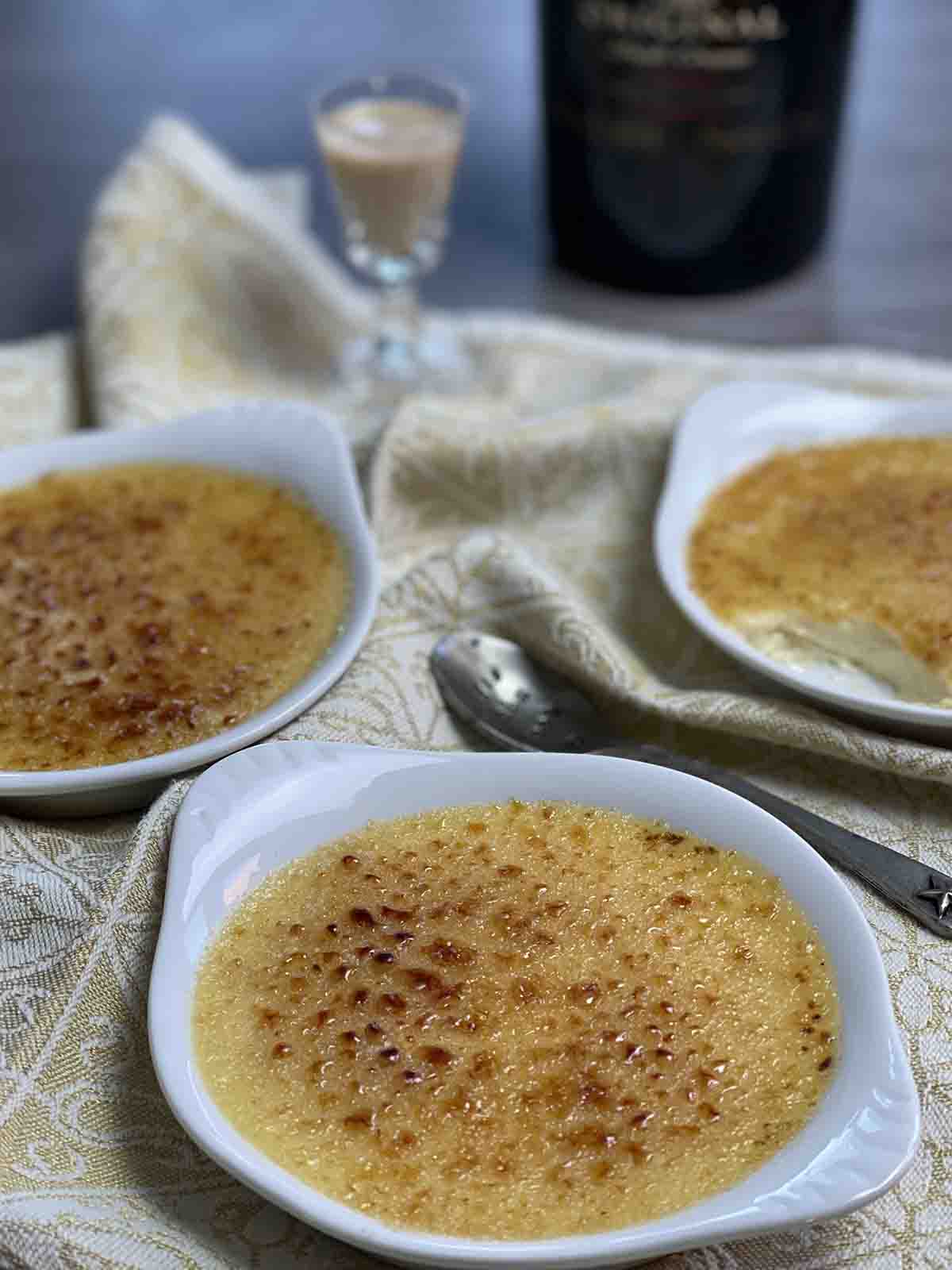 dishes of cooked custard..