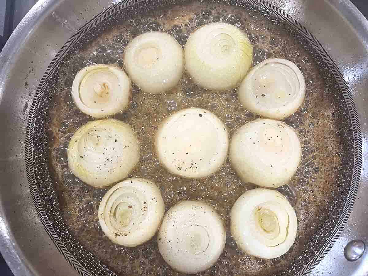 onions with sugar, vinegar and brandy added.