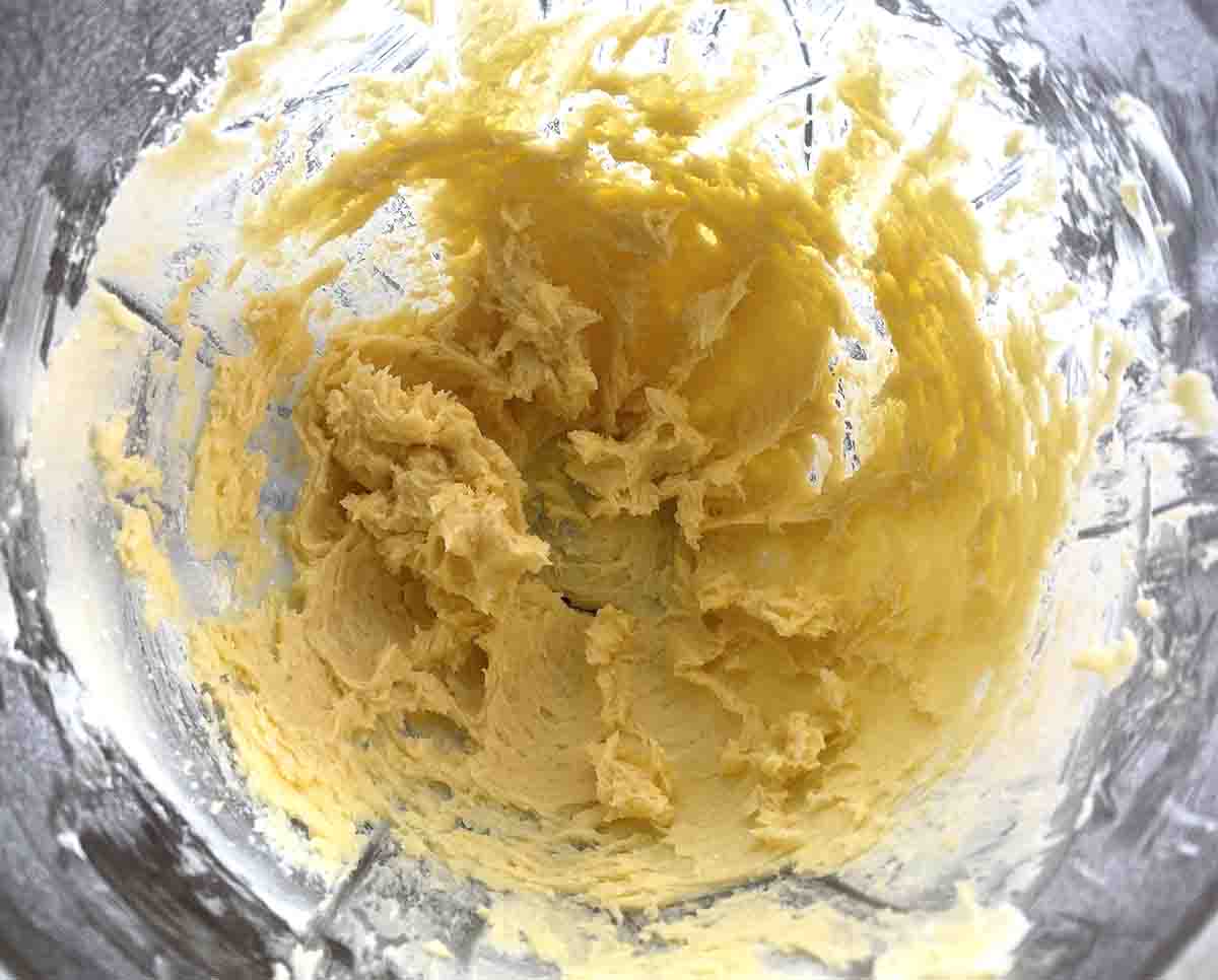 creamed mixture with egg and vanilla added.