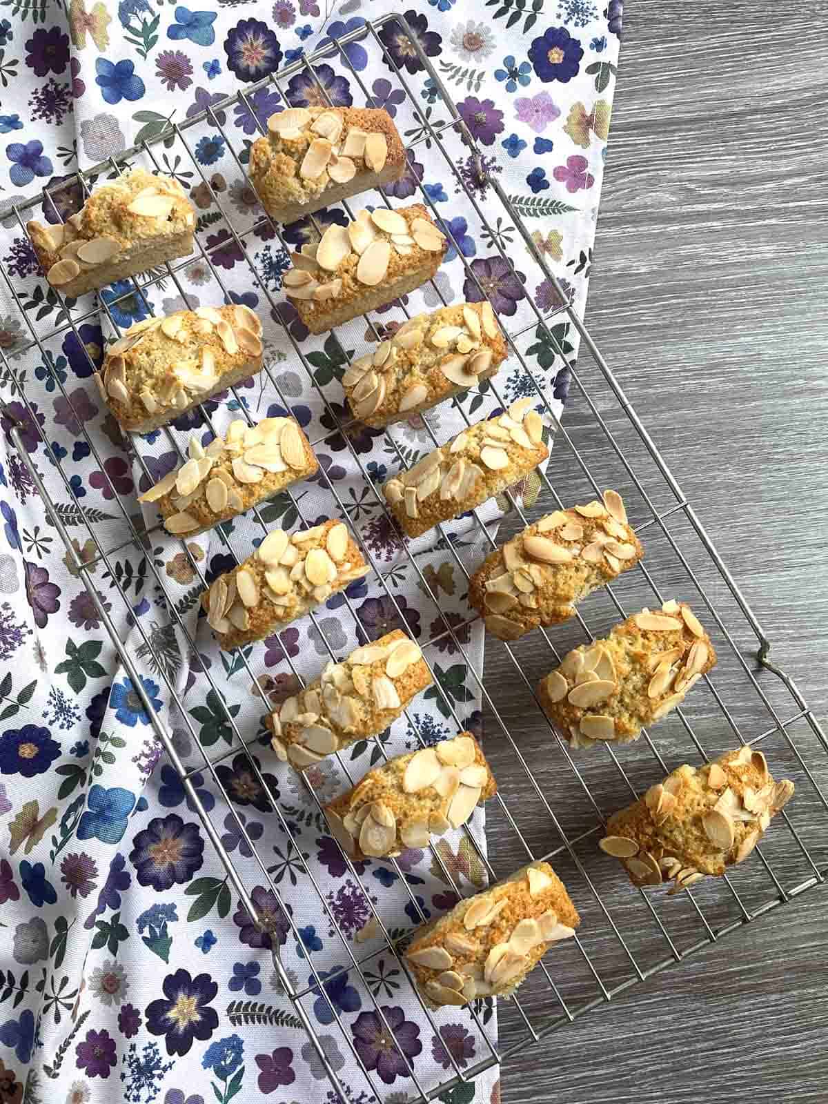 almond cakes on a cooling rack.