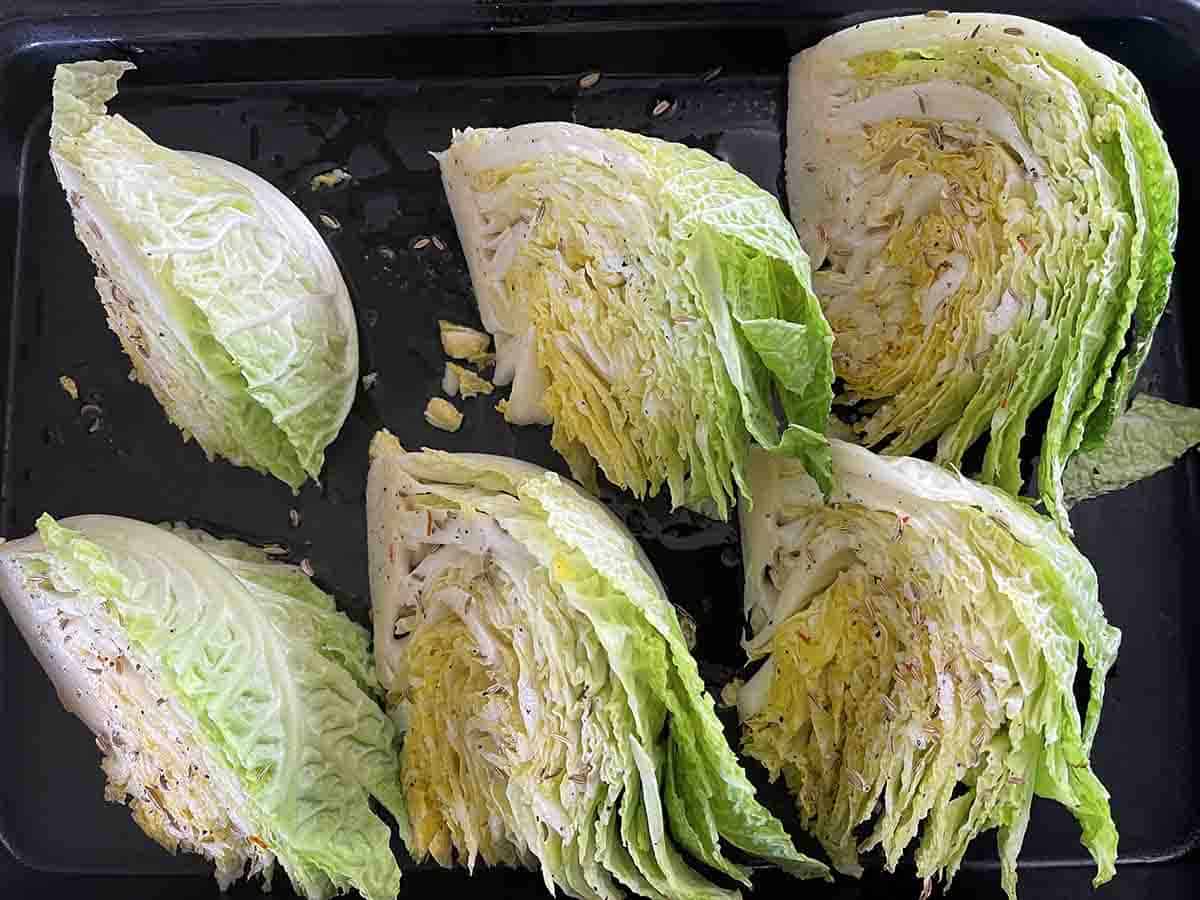 Roast savoy cabbage with nori sauce, confit ginger and shallot recipe -  Recipes 