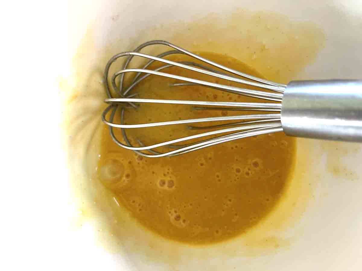 egg yolks mixed with vinegar.