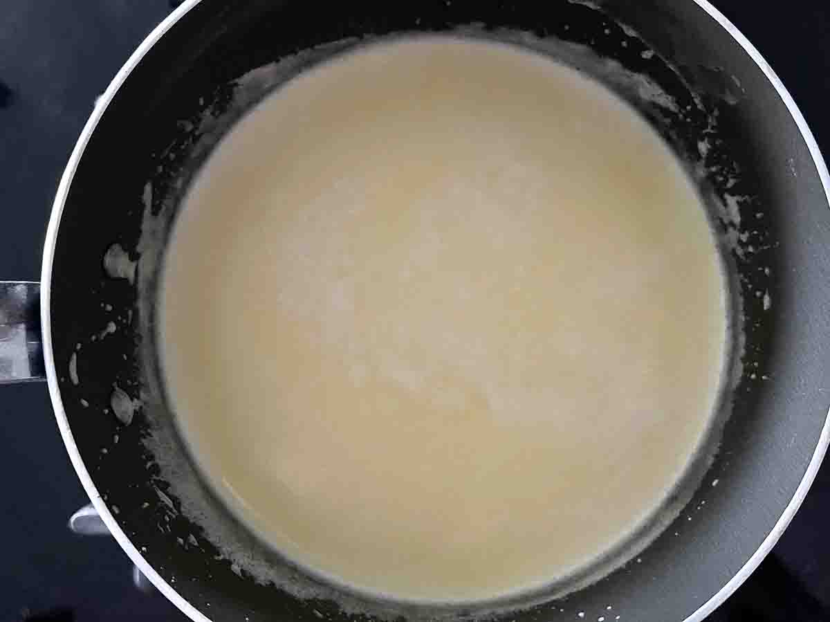 cream and milk in a saucepan.