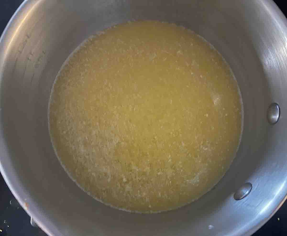 melted butter in a saucepan.