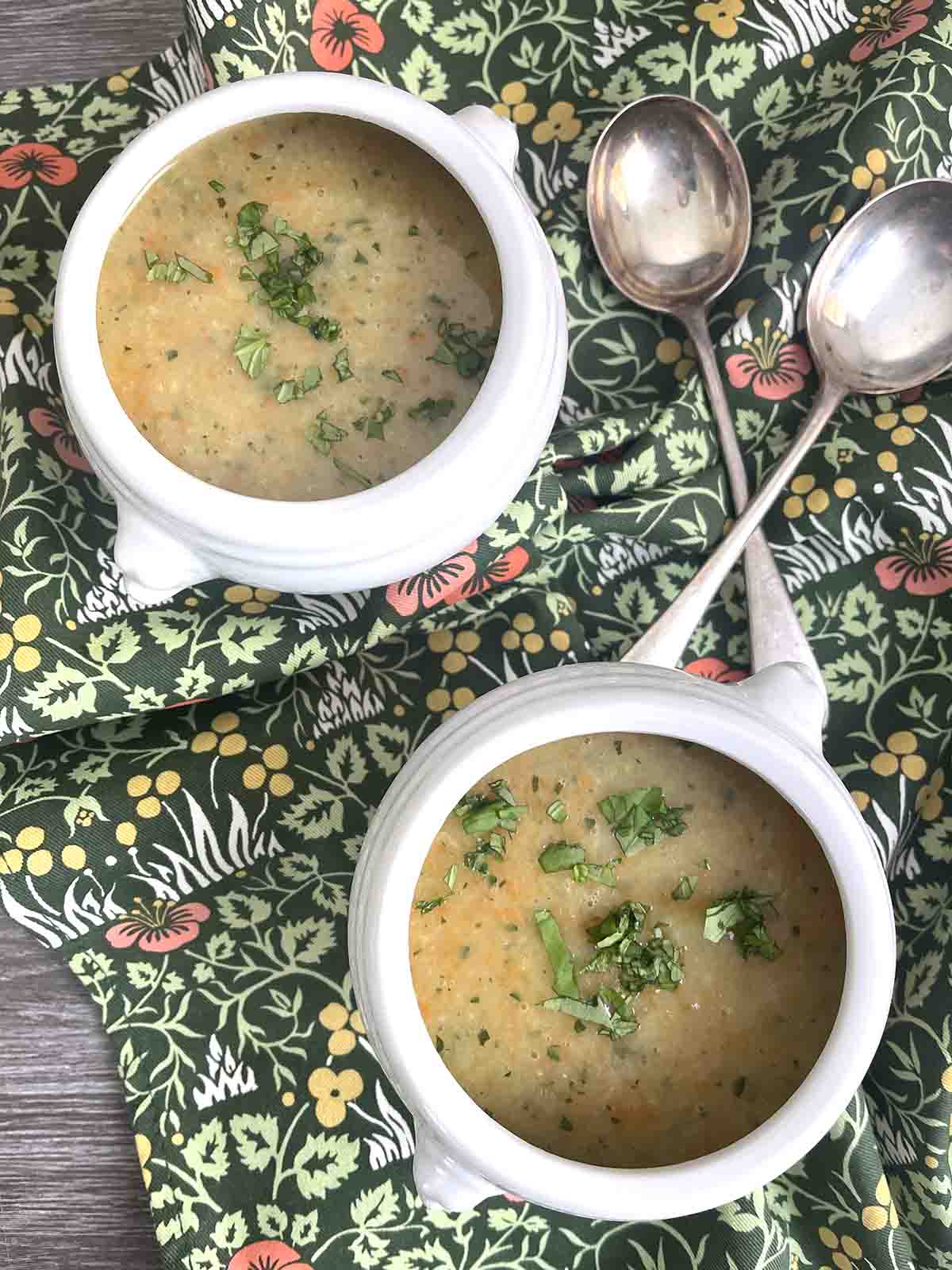 bowls or courgette soup.