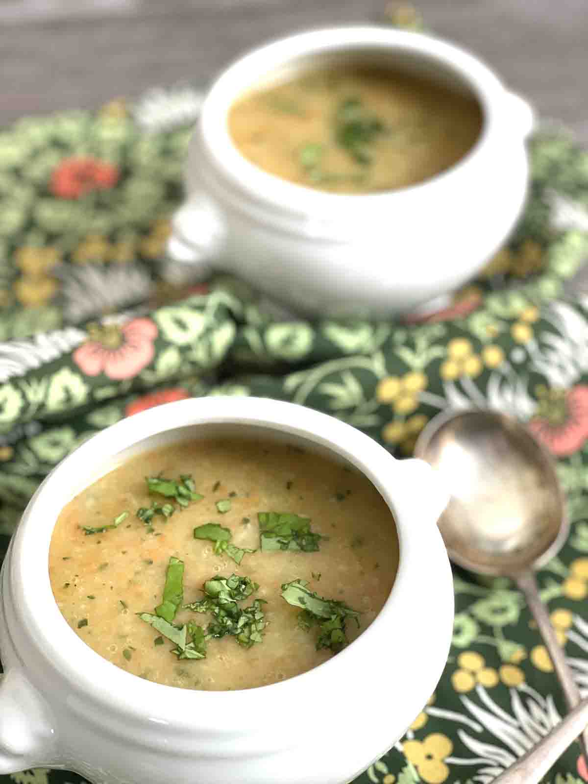 bowls of carrot soup.