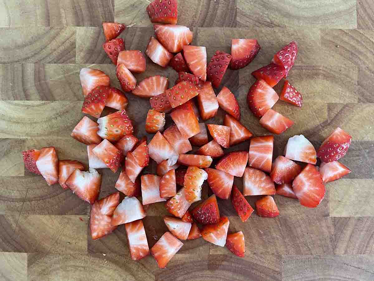 chopped strawberries.