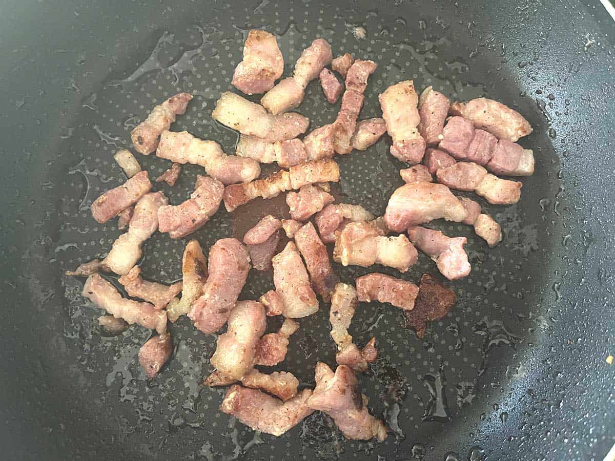 bacon in a pan.