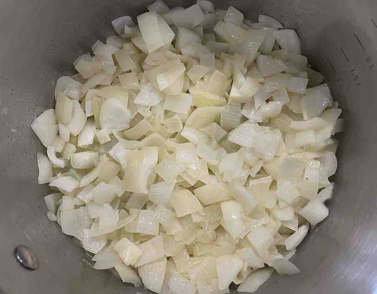 onions cooking in butter.